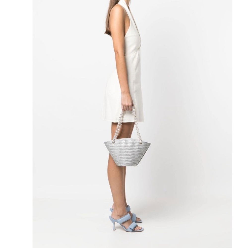 Vanina basket-weave pearl-strap tote bag NWT - Picture 3 of 8